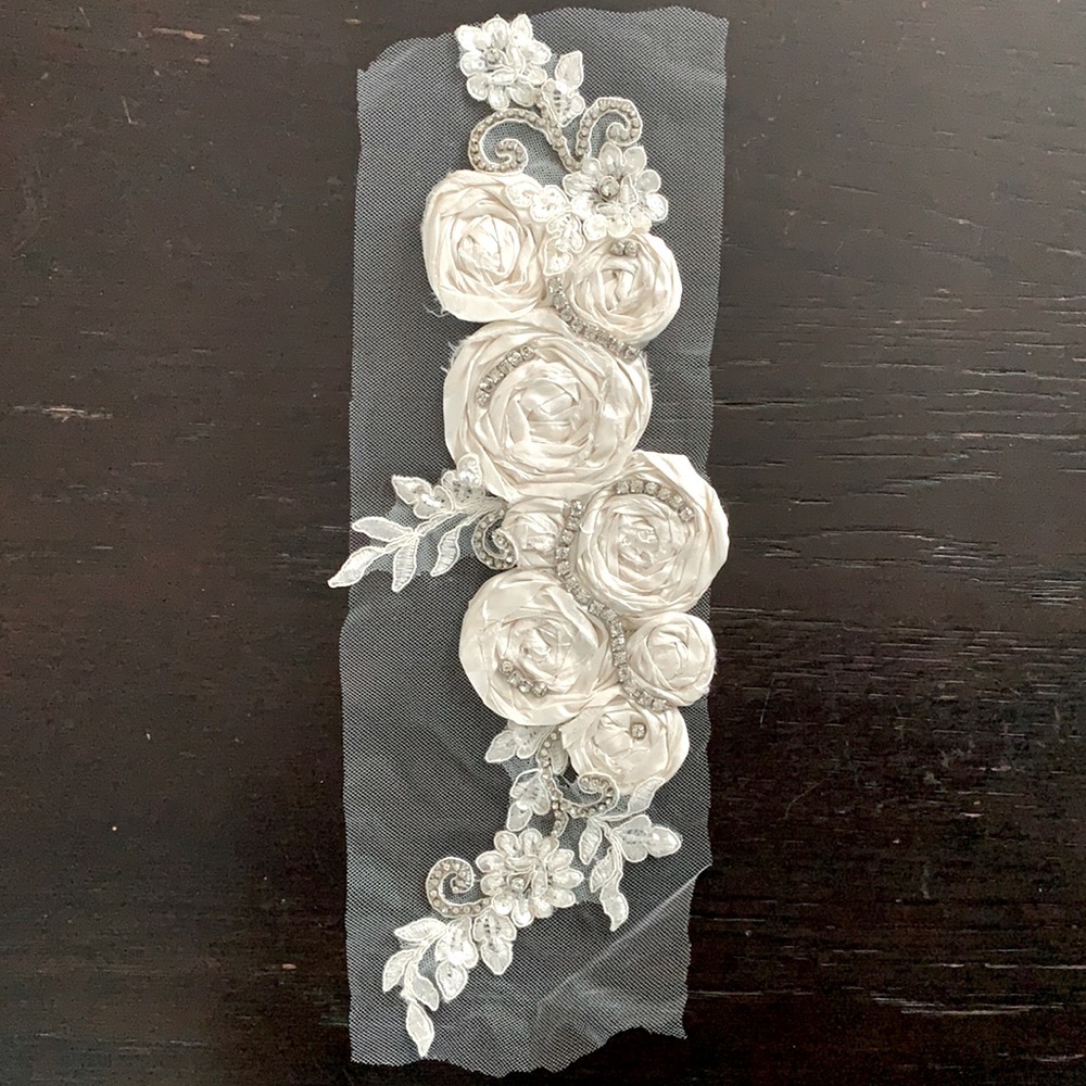 Silk dupioni rose and rhinestone pin brooch bridal